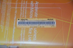 The product key (hidden as this is enough to actually install office)