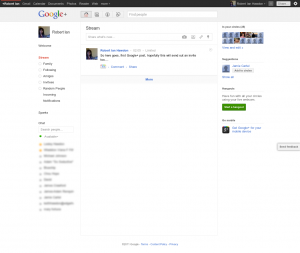 Google+ home page: News Feed (Stream)