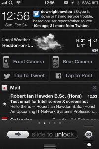 IntelliScreen X running on my iPhone 4S