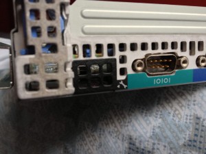 The service port on the back of the server