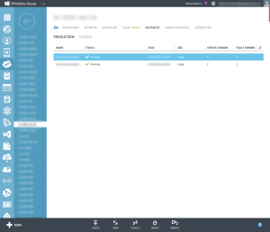 The page on the Windows Azure web portal where you can download the .rdp file with the connection settings.