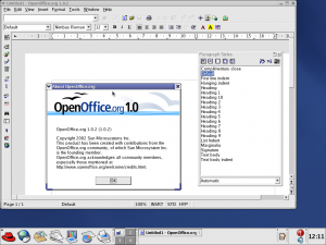 OpenOffice.org 1.0.2 comes bundled with Red Hat 9
