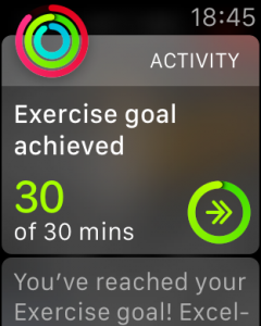 The watch notifying me of an exercise goal being reached.
